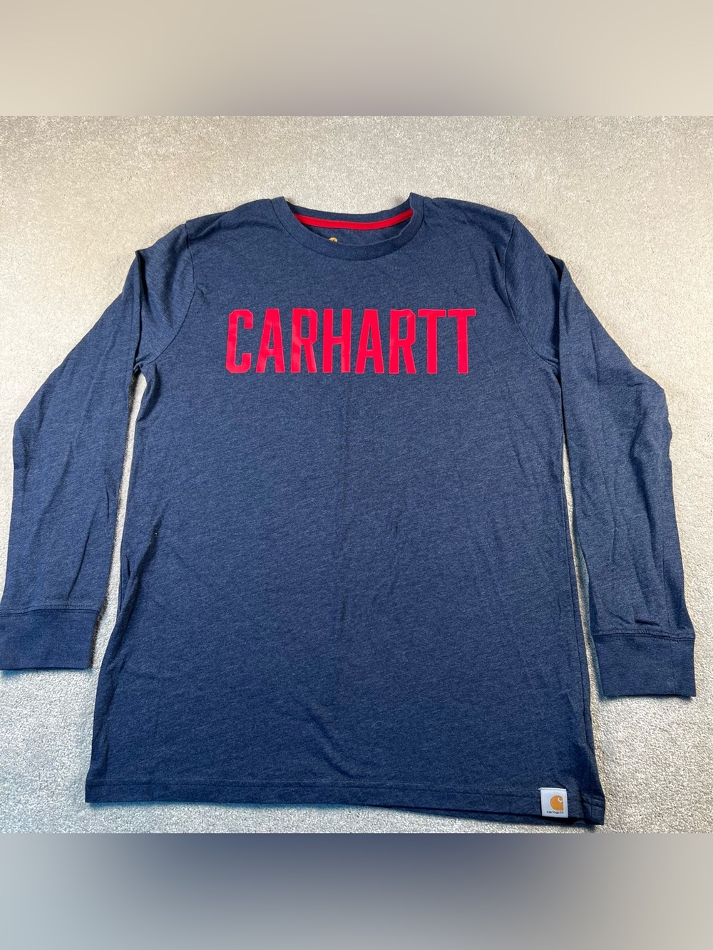 Carhartt TShirt Long Sleeve Crew Logo Casual Cotton Blend Boys Youth Large 14/16